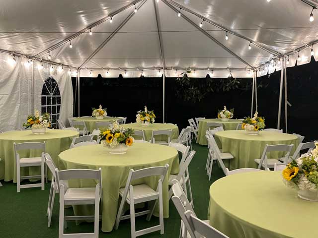 A home backyard reception with tents from Acme Rental